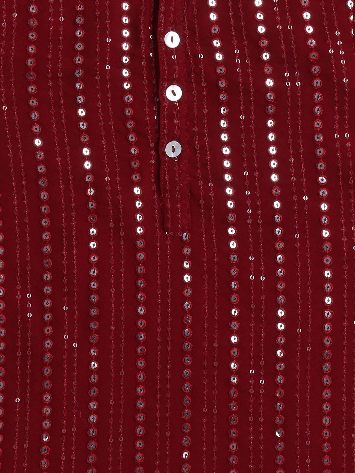 Full Sleeves Stripe Print Kurta Pyjama Set- Maroon