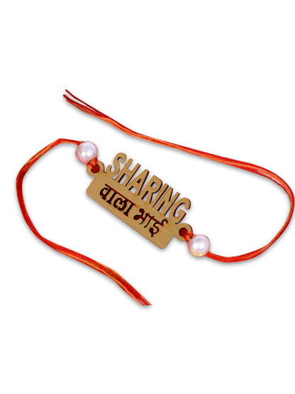 The Magic Wand Sharing Wala Bhai Wooden Rakhi - Red