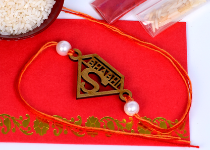 The Magic Wand Super Bhabhi Wooden Rakhi - Red