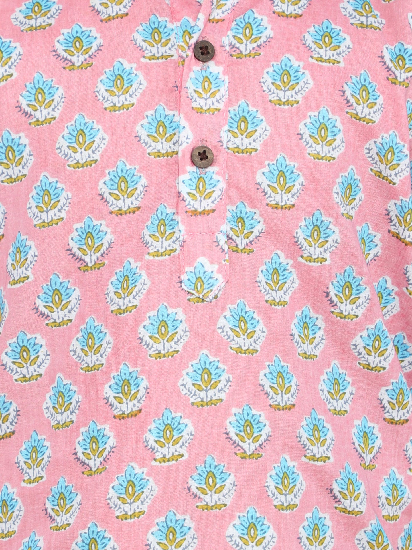 Full Sleeves Floral Printed Kurta With Pyjama-Pink