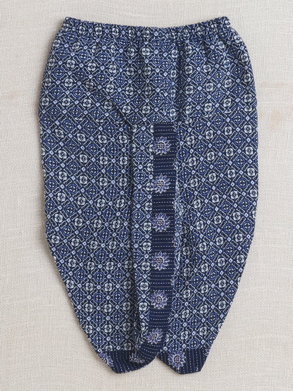 Bootie Printed Waist and Dhoti Set For Boys-Navy Blue