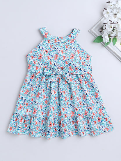 Sleeveless Floral Dress - Blue