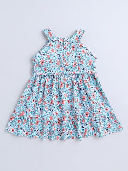 Sleeveless Floral Dress - Blue