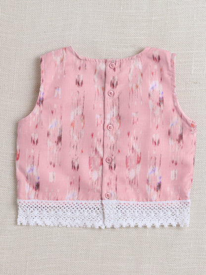 The Magic Wand Sleeveless Stripe Print With Lace Coordinating Top and Pant Set-Pink