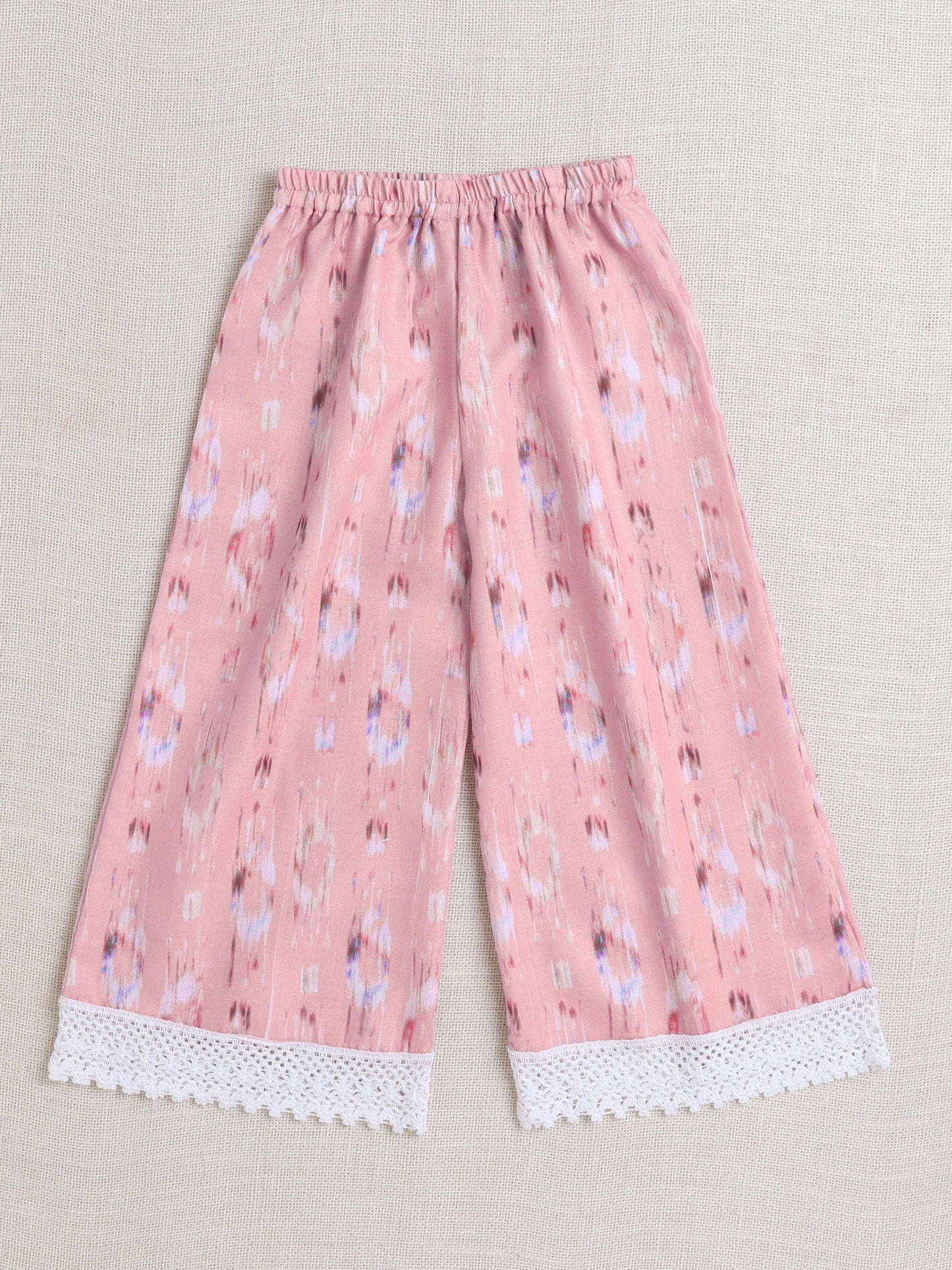The Magic Wand Sleeveless Stripe Print With Lace Coordinating Top and Pant Set-Pink