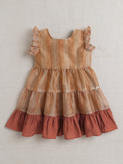 The Magic Wand Sleeveless Lace Embelisshed Ethnic Dress Brown