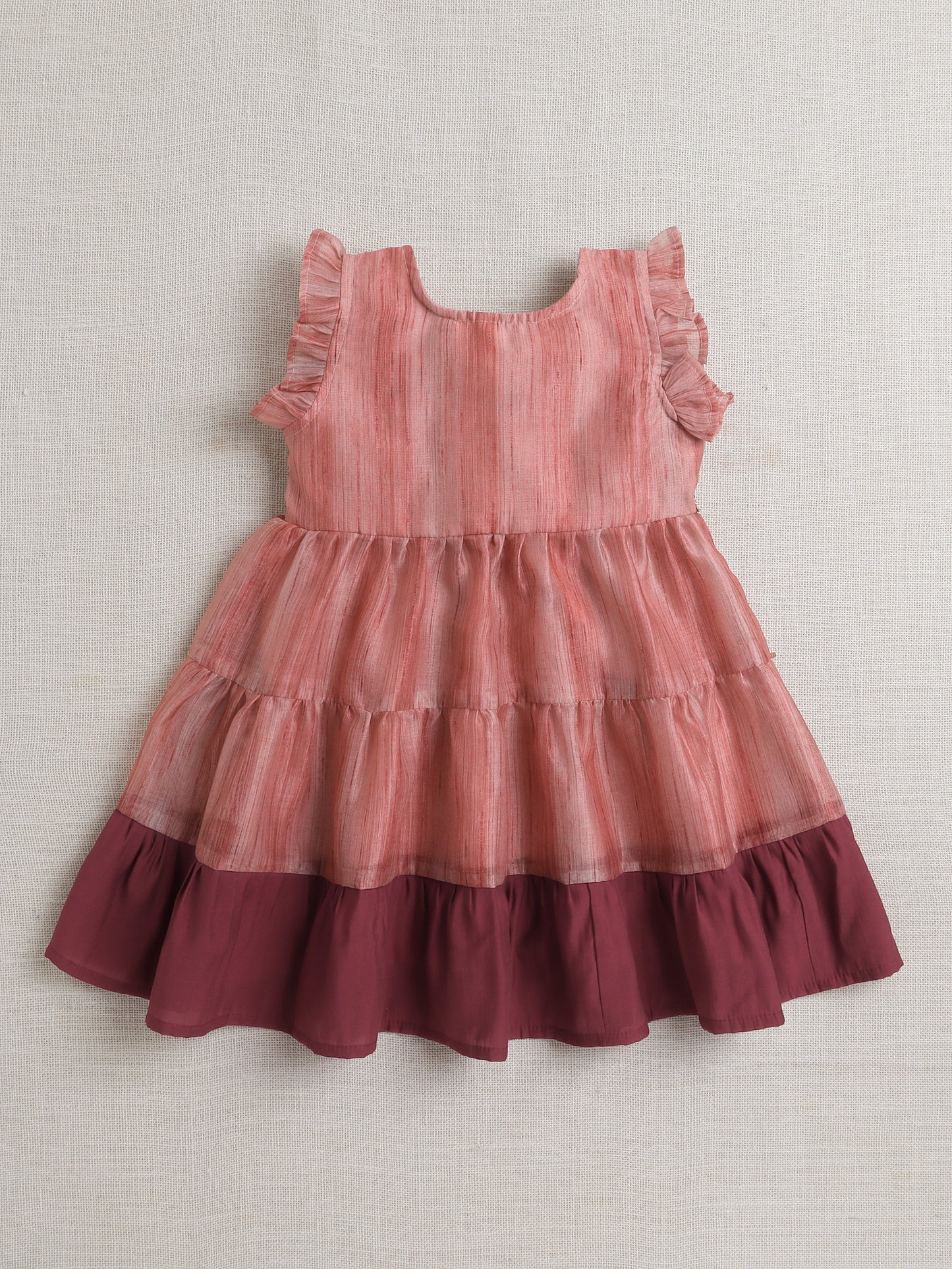 Sleeveless Lace Embelisshed Ethnic Dress-Rust