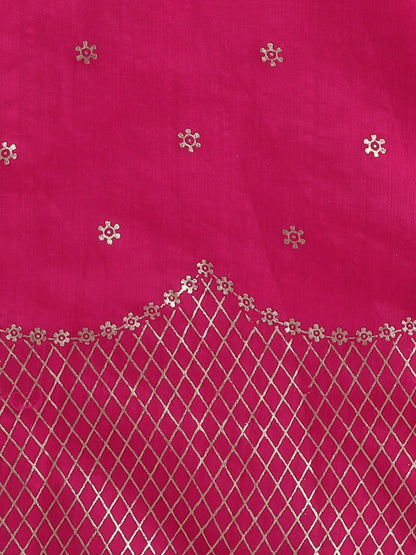 Sleeveless Embellished Kurta Set with Lace- Pink