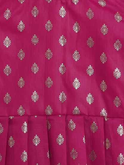The Magic Wand Half Sleeves Foil Print Choli with Lace Embelished Pattu Pavdai Lehenga Set