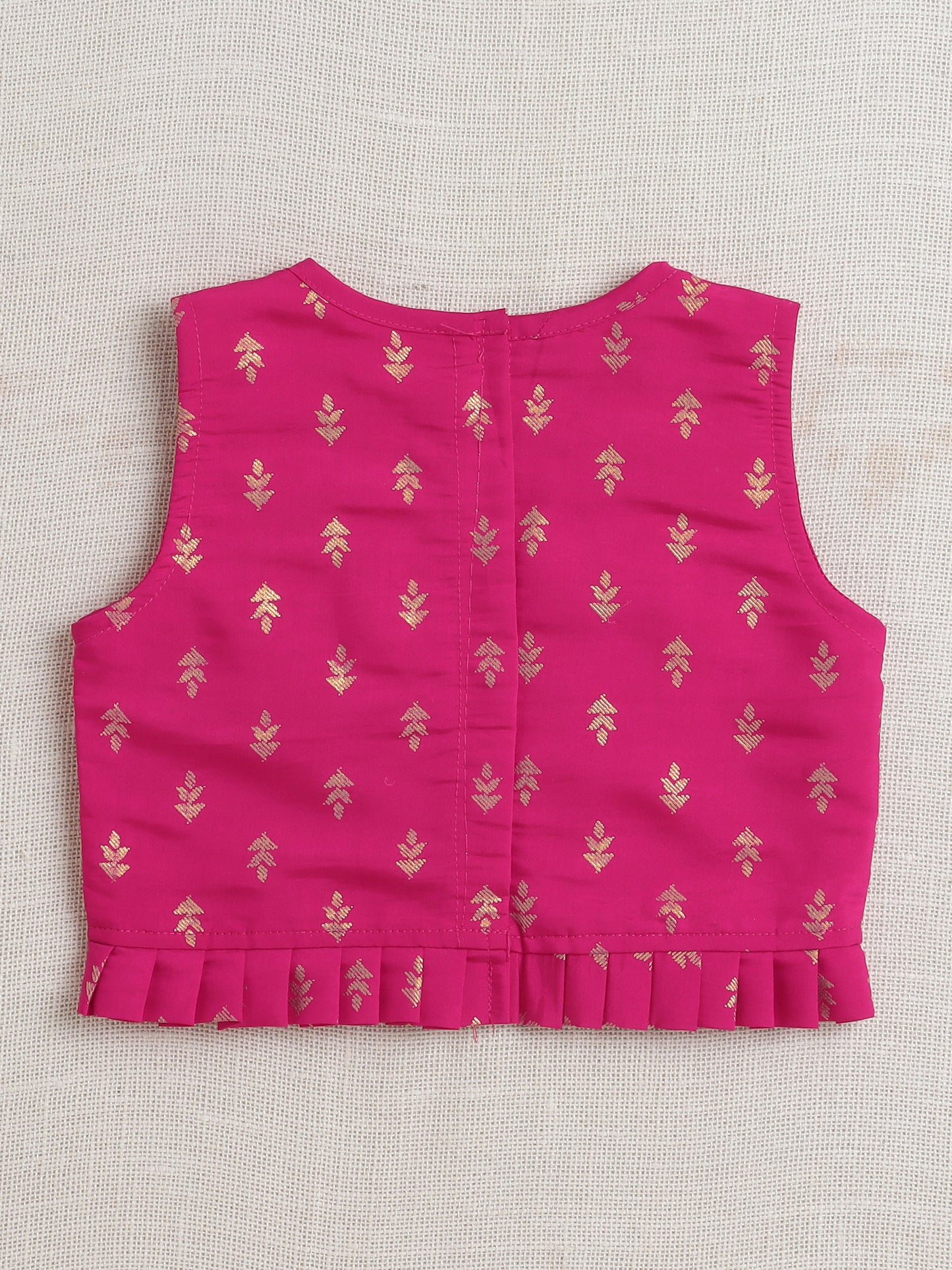 Bootie Printed Lace Embelished Top and Pant Set For Girls Fuchsia