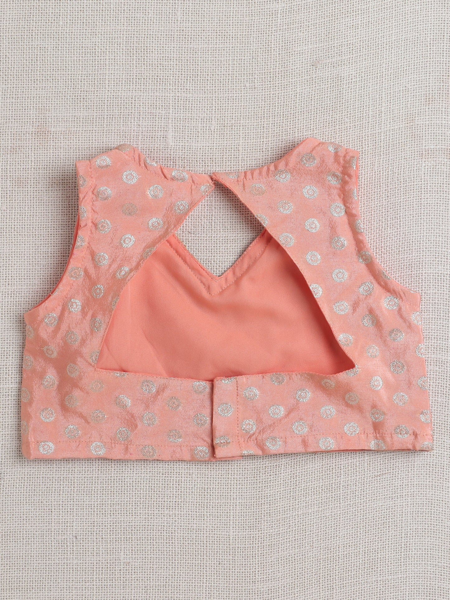 The Magic Wand Sleeveless Jacquard Print Embellished Lehnega Choli Set Peach