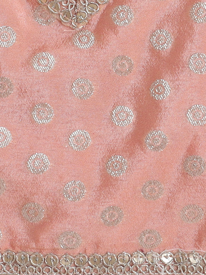 The Magic Wand Sleeveless Jacquard Print Embellished Lehnega Choli Set Peach