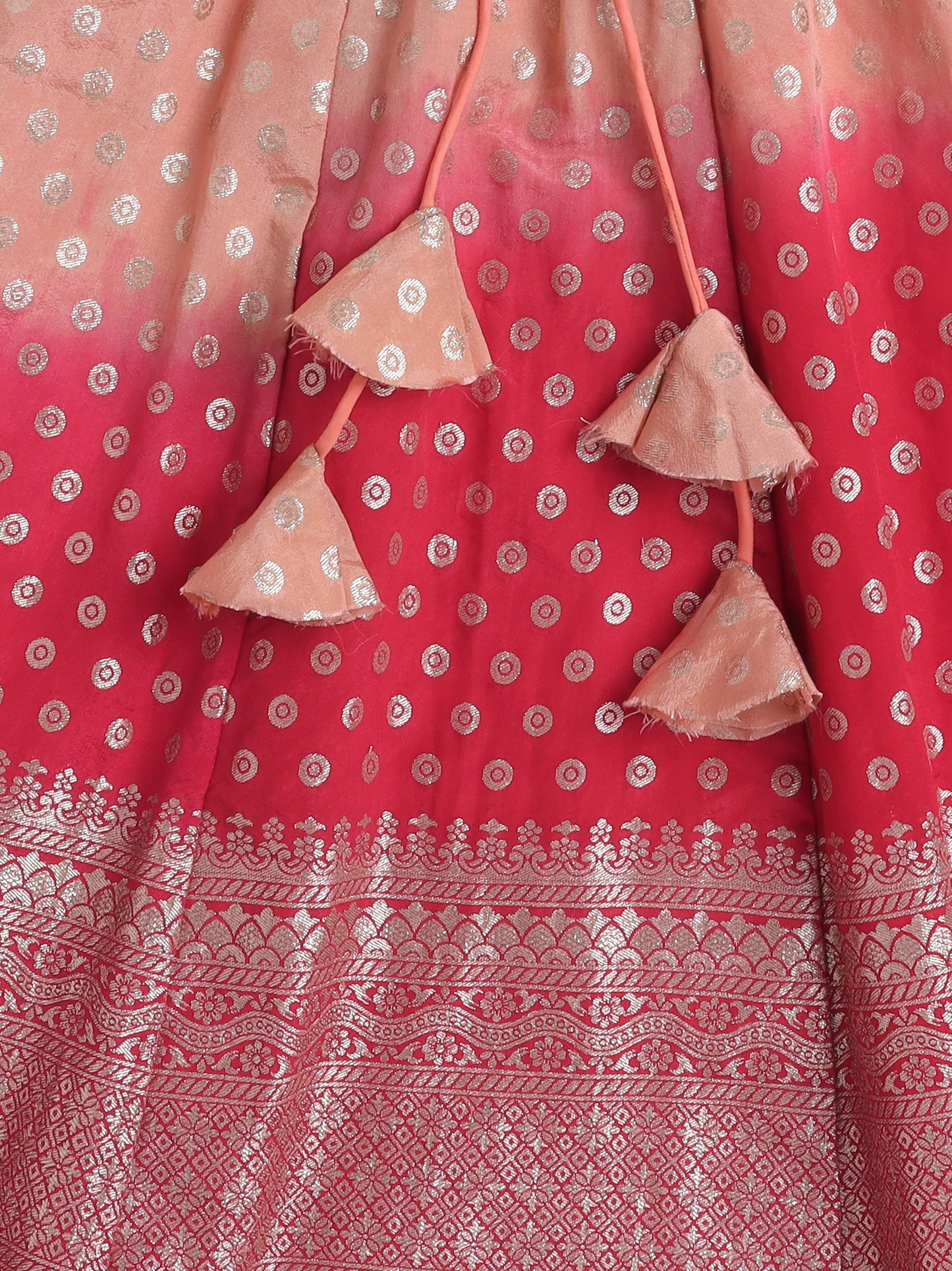 The Magic Wand Sleeveless Jacquard Print Embellished Lehnega Choli Set Peach