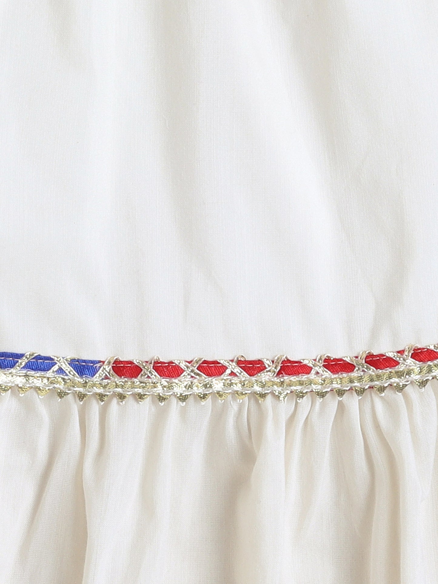 Sleeveless with Lace Kurta Set for Navratri- Off White