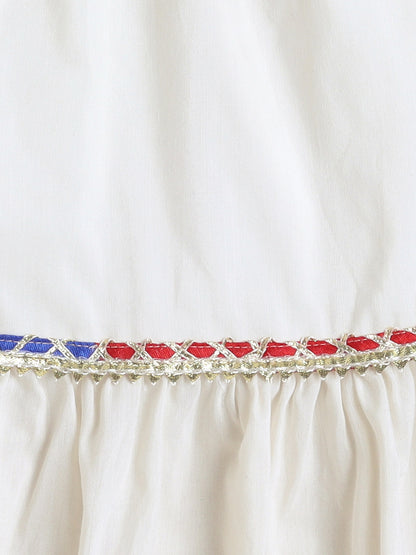Sleeveless with Lace Kurta Set for Navratri- Off White