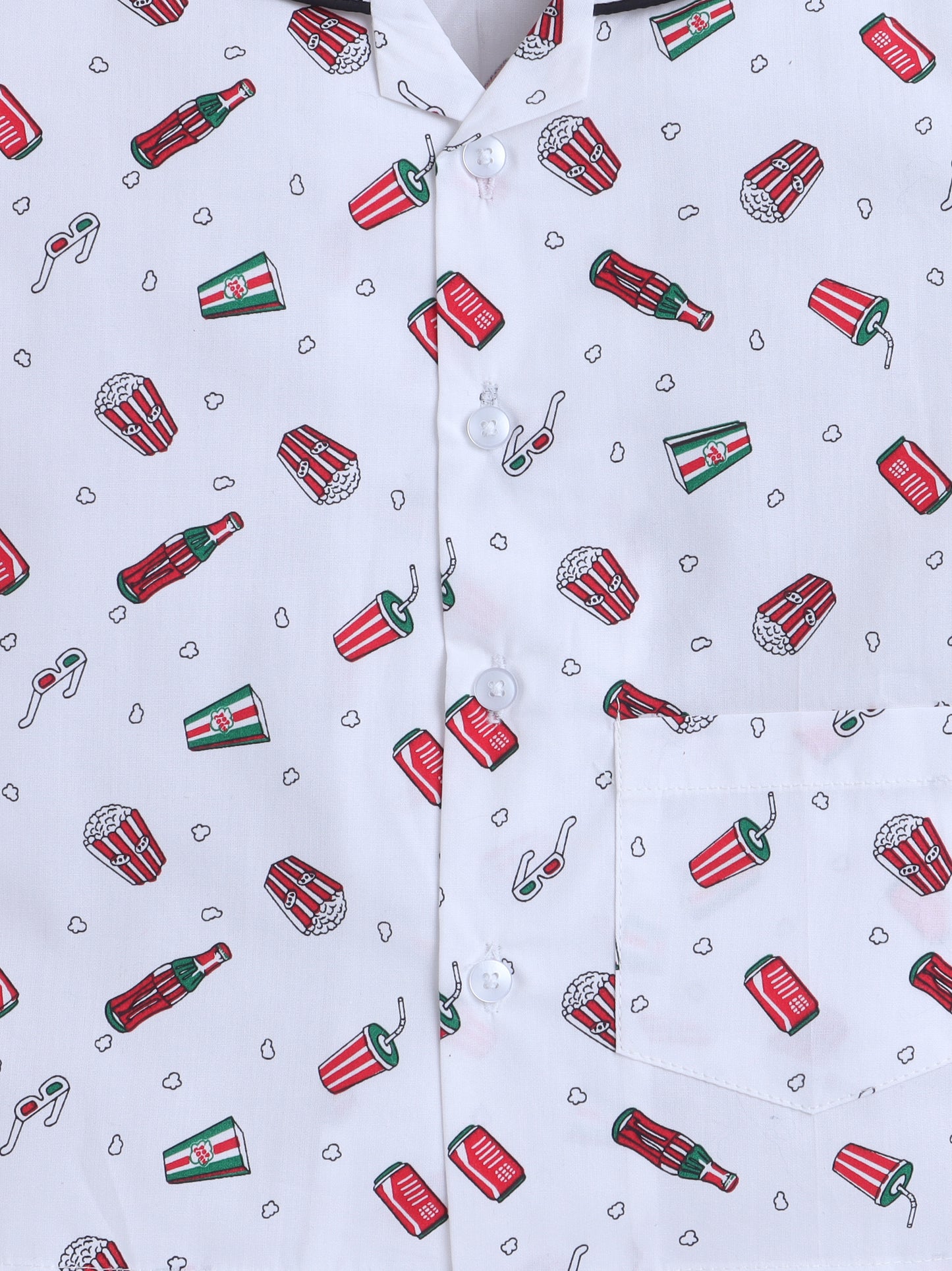 Half Sleeves Candy Print Nightsuits-White
