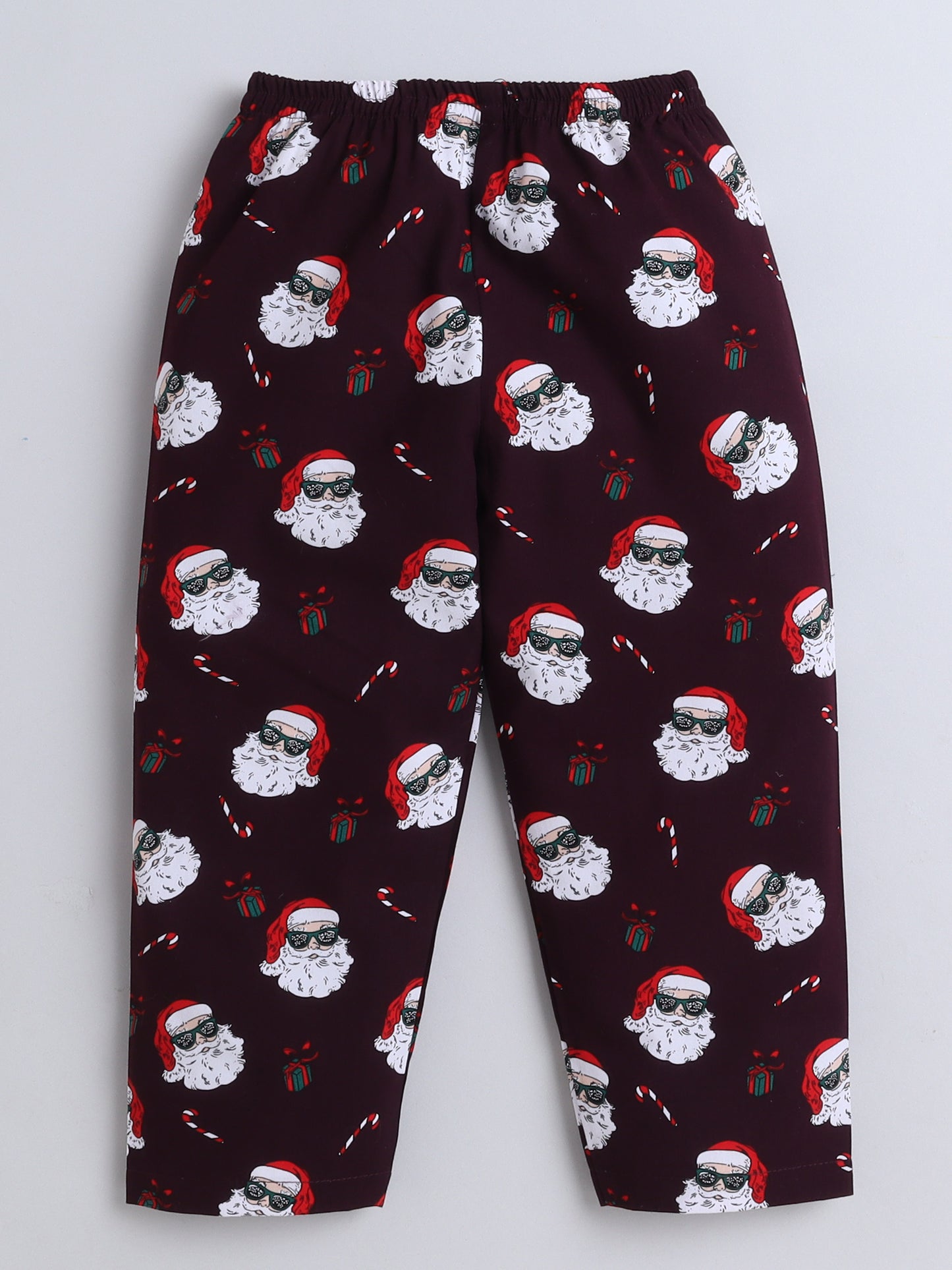 Full Sleeves Santa Print Nightsuits-Magenta