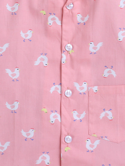 The Magic Wand Chick Printed Half Sleeves Top and Shorts Set Night Suit Set For Kids Pink
