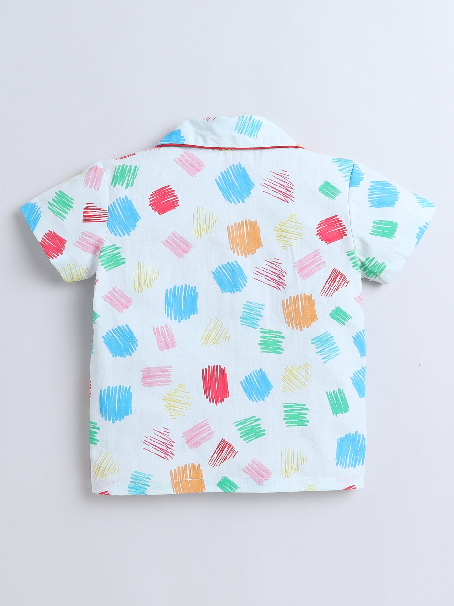 All Over Printed Half Sleeves Top and Shorts Set Night Suit Set For Kids White