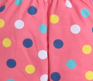 Half Sleeves Polka Dot Printed Night Suit Set Pink
