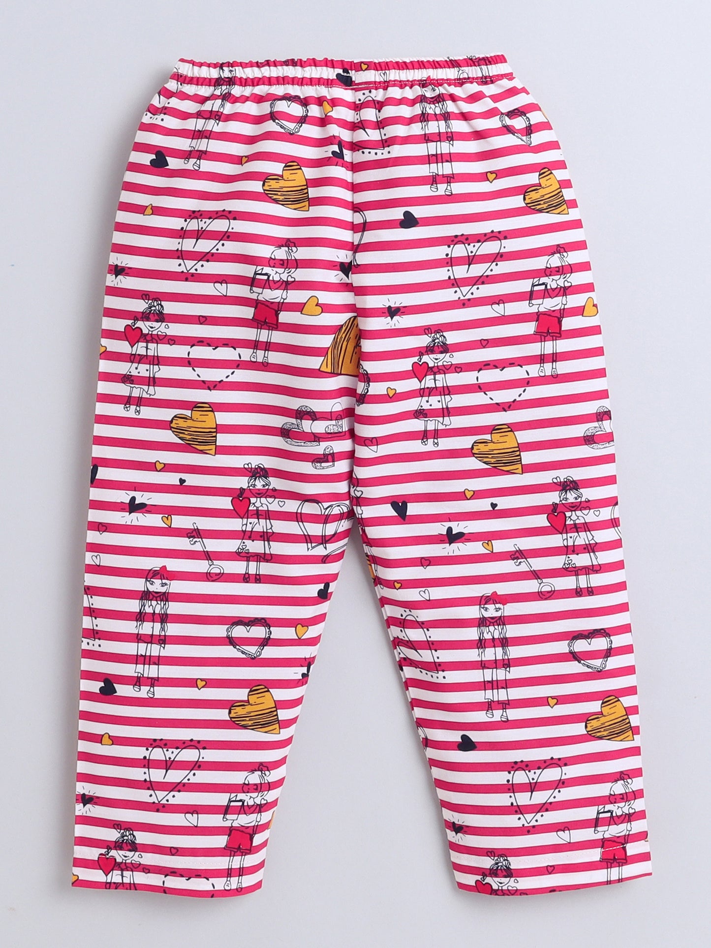 Half Sleeves Aquatic Animal Printed Night Suit Set Red