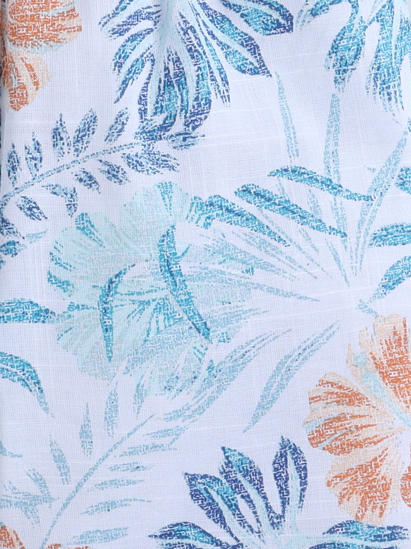 Half Sleeves Leaf Printed Night Suit Set White
