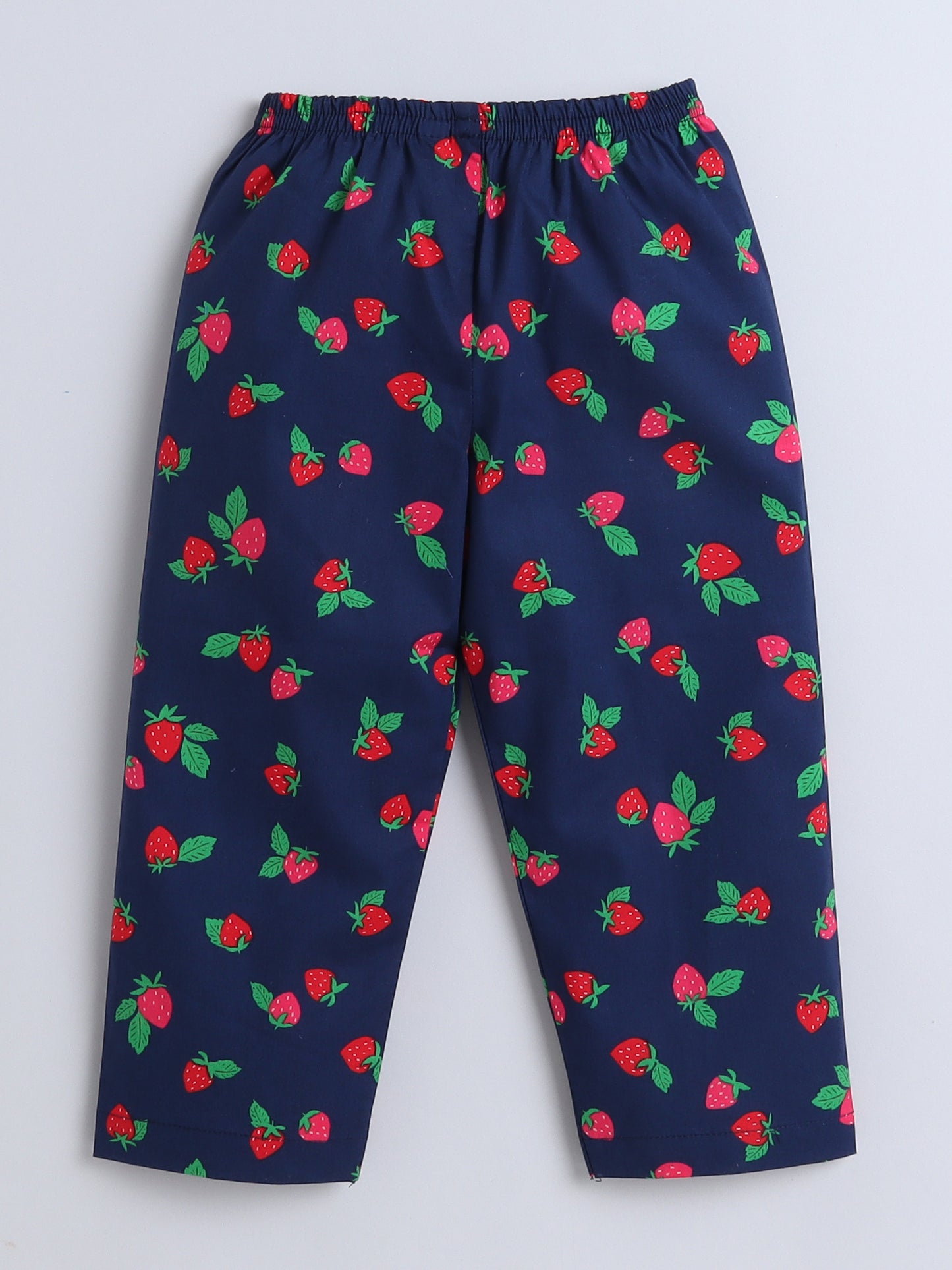 Half Sleeves Cherry Printed Night Suit Set Navy Blue