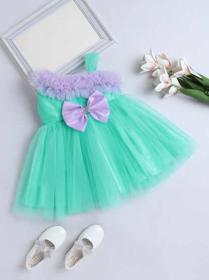 The Magic Wand One Shoulder Bow Detailed Dress - Aqua Blue