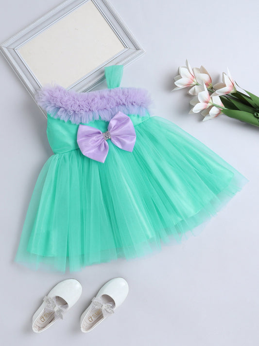 The Magic Wand One Shoulder Bow Detailed Dress - Aqua Blue
