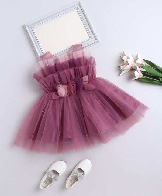 The Magic Wand Woven Sleeveless Pleated Corsage Detailed Dress - Mauve