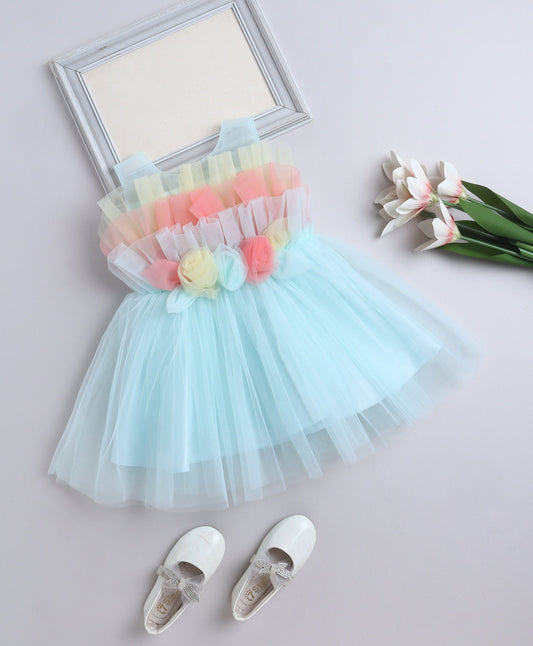 The Magic Wand Woven Sleeveless Pleated Corsage Detailed Dress - Blue