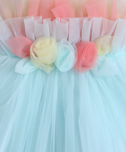 The Magic Wand Woven Sleeveless Pleated Corsage Detailed Dress - Blue