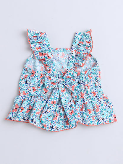 Sleeveless Floral Coordinating Top and Pant Set  Orange