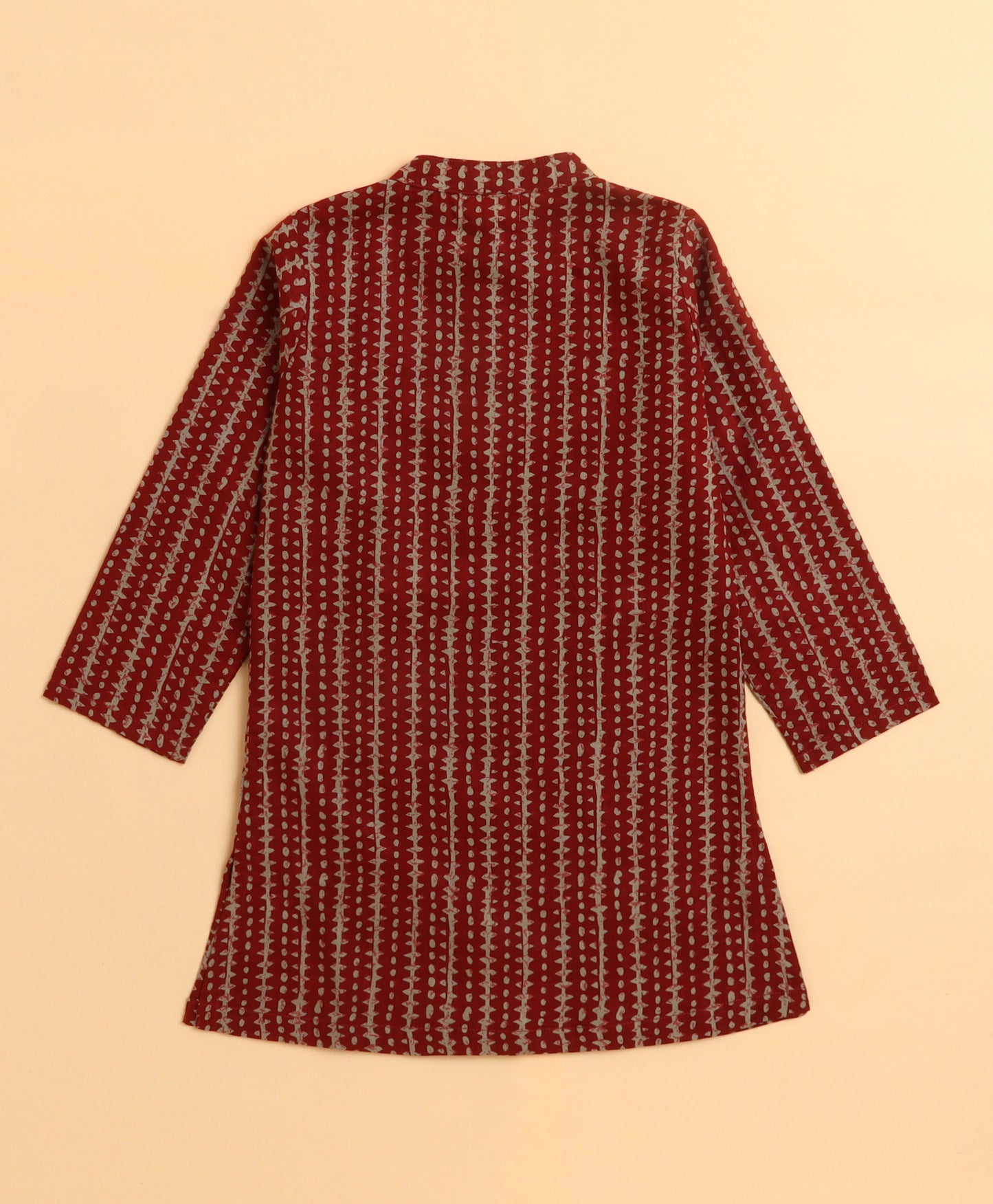 Cambric Cotton woven Full Sleeves Printed Kurta Pyjama Set - Maroon