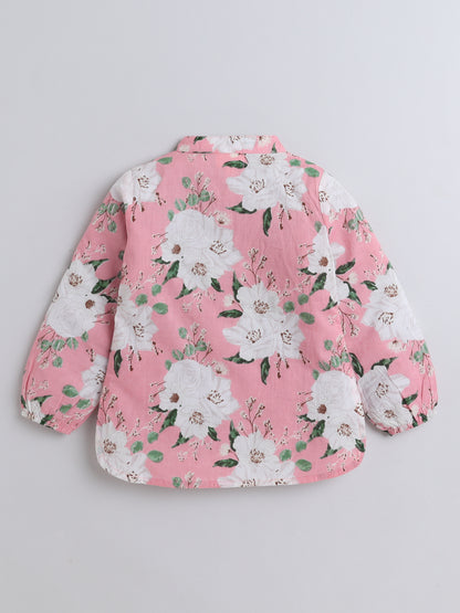 Full Sleeves Cotton Floral Print Loungewear Set  Pink