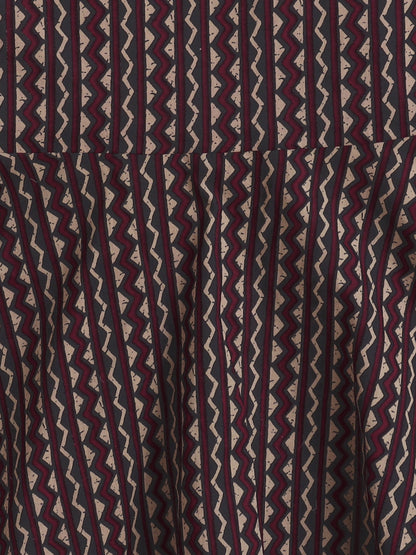The Magic Wand 3/4Th Sleeves Stripe Dress With Jacket-Maroon