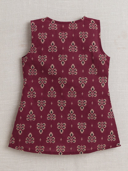 The Magic Wand 3/4Th Sleeves Stripe Dress With Jacket-Maroon