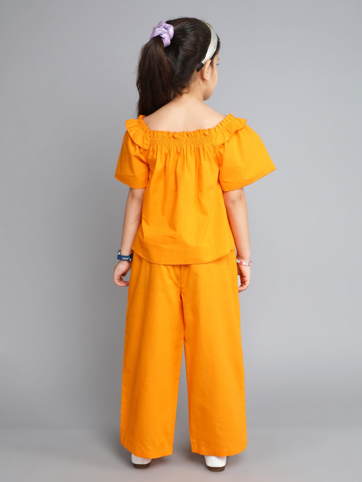The Magic Wand Cotton Solid Short Sleeves Co ordinating Set-Orange