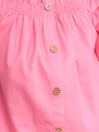 The Magic Wand Cotton Solid Short Sleeves Co ordinating Set-Pink