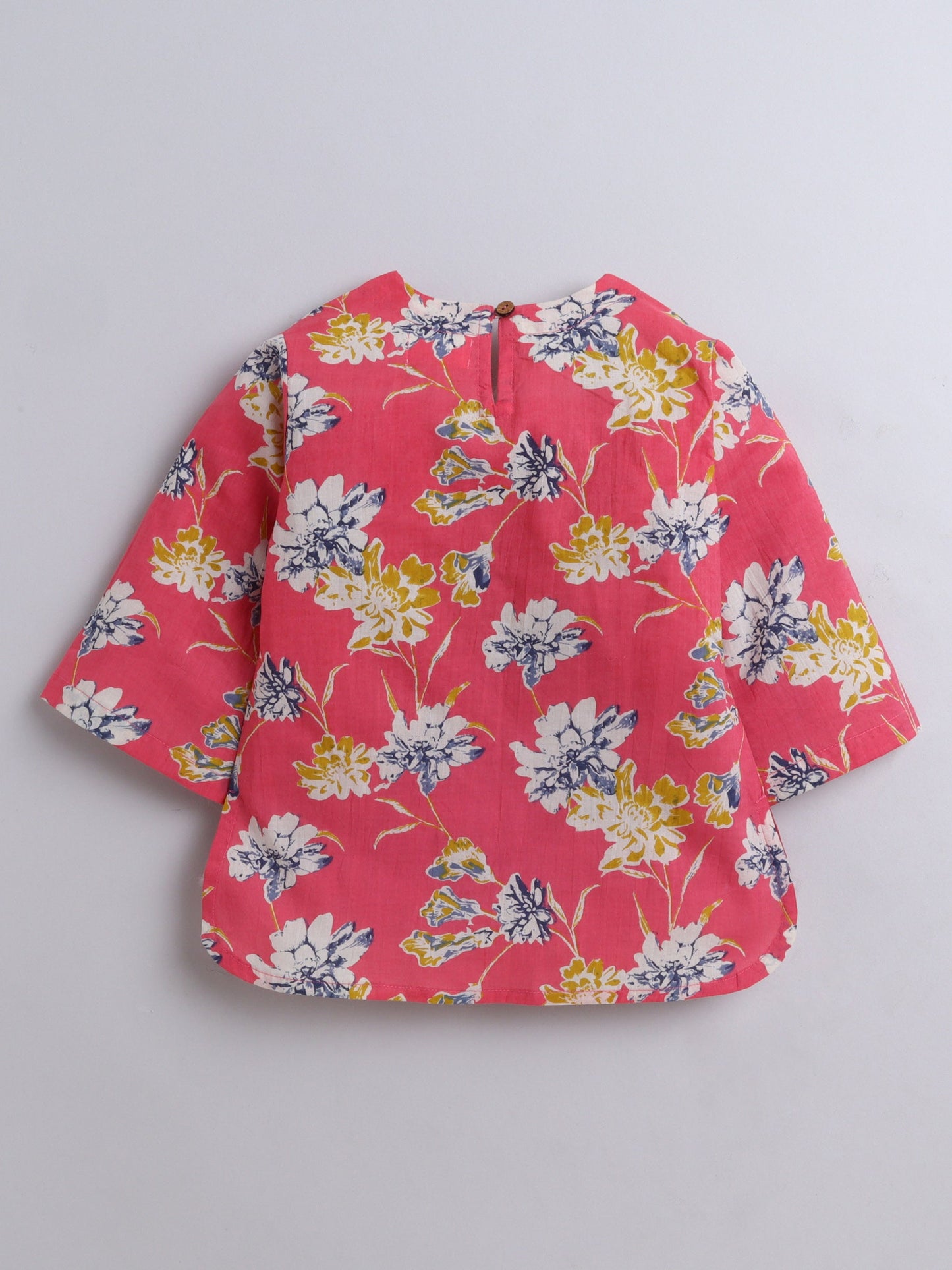 The Magic Wand Cotton Floral Printed 3/4th Sleeves Top & Pant Lounge Wear Set -Pink