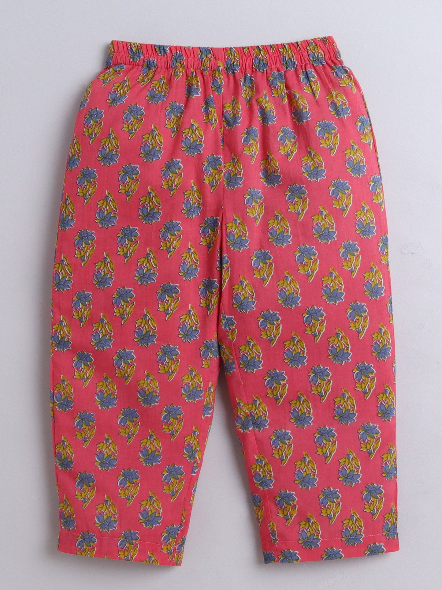 The Magic Wand Cotton Floral Printed 3/4th Sleeves Top & Pant Lounge Wear Set -Pink