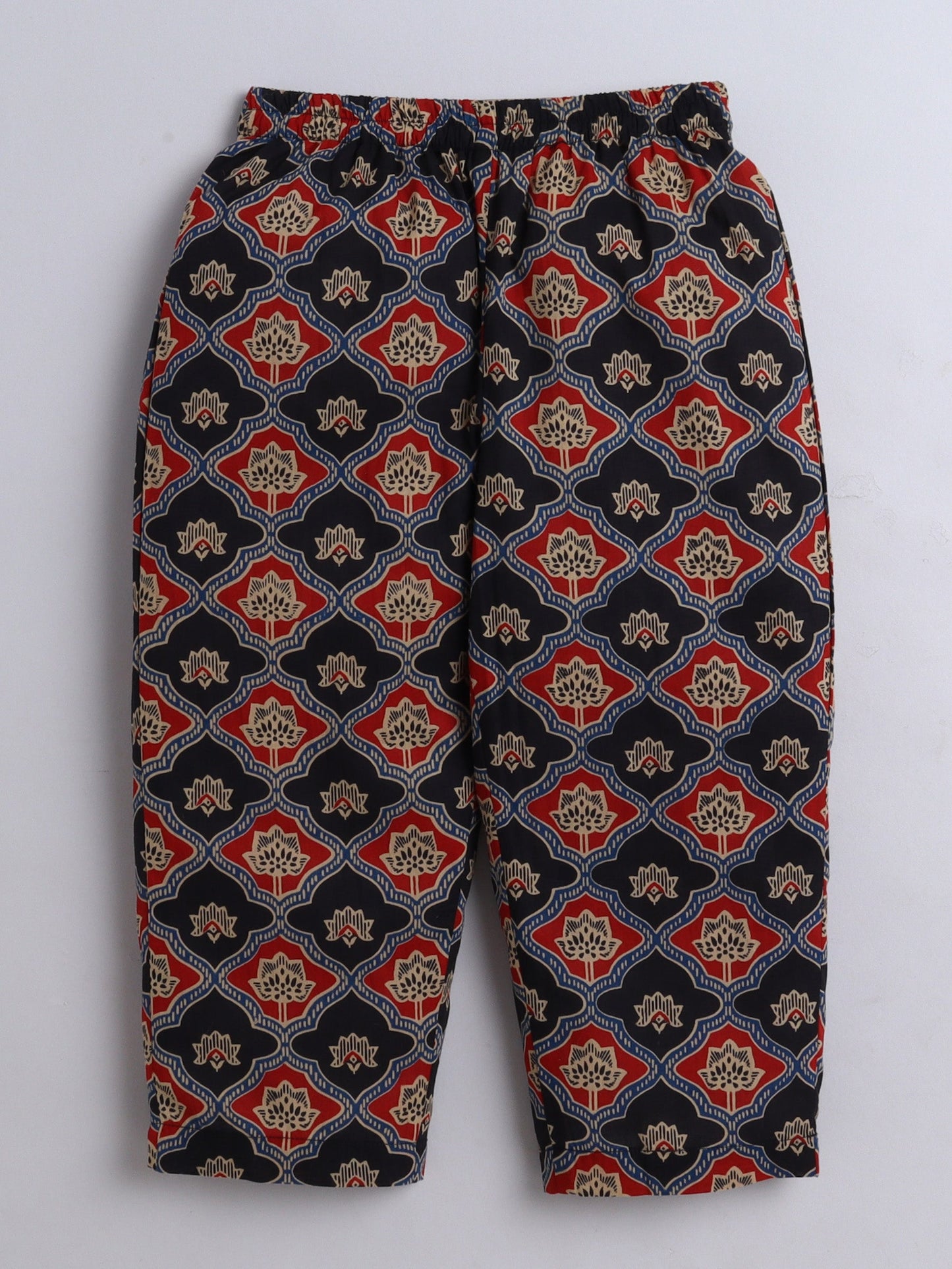 The Magic Wand Cotton Floral Printed 3/4th Sleeves Top & Pant Lounge Wear Set- Maroon