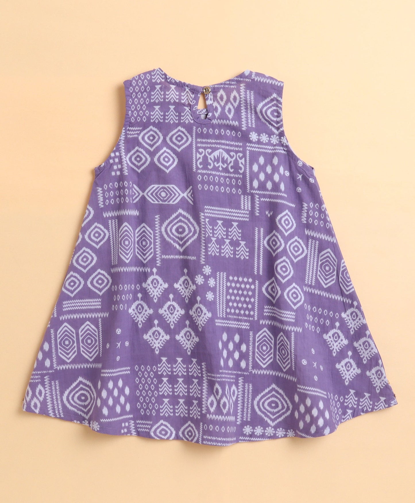 The Magic Wand Cambric Printed Aline Sleeveless Kurta Sharara Dupatta Set - Purple