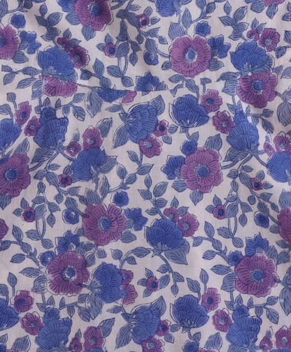 The Magic Wand Cotton woven Cambric Hand Block Printed Spagetti Long Dress with Dupatta- Blue