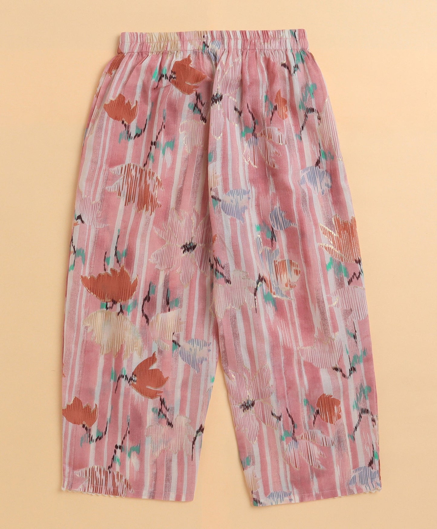 The Magic Wand Cambric Cotton Flutter Sleeves Printed Top and Bottom Co-ord Set - Pink