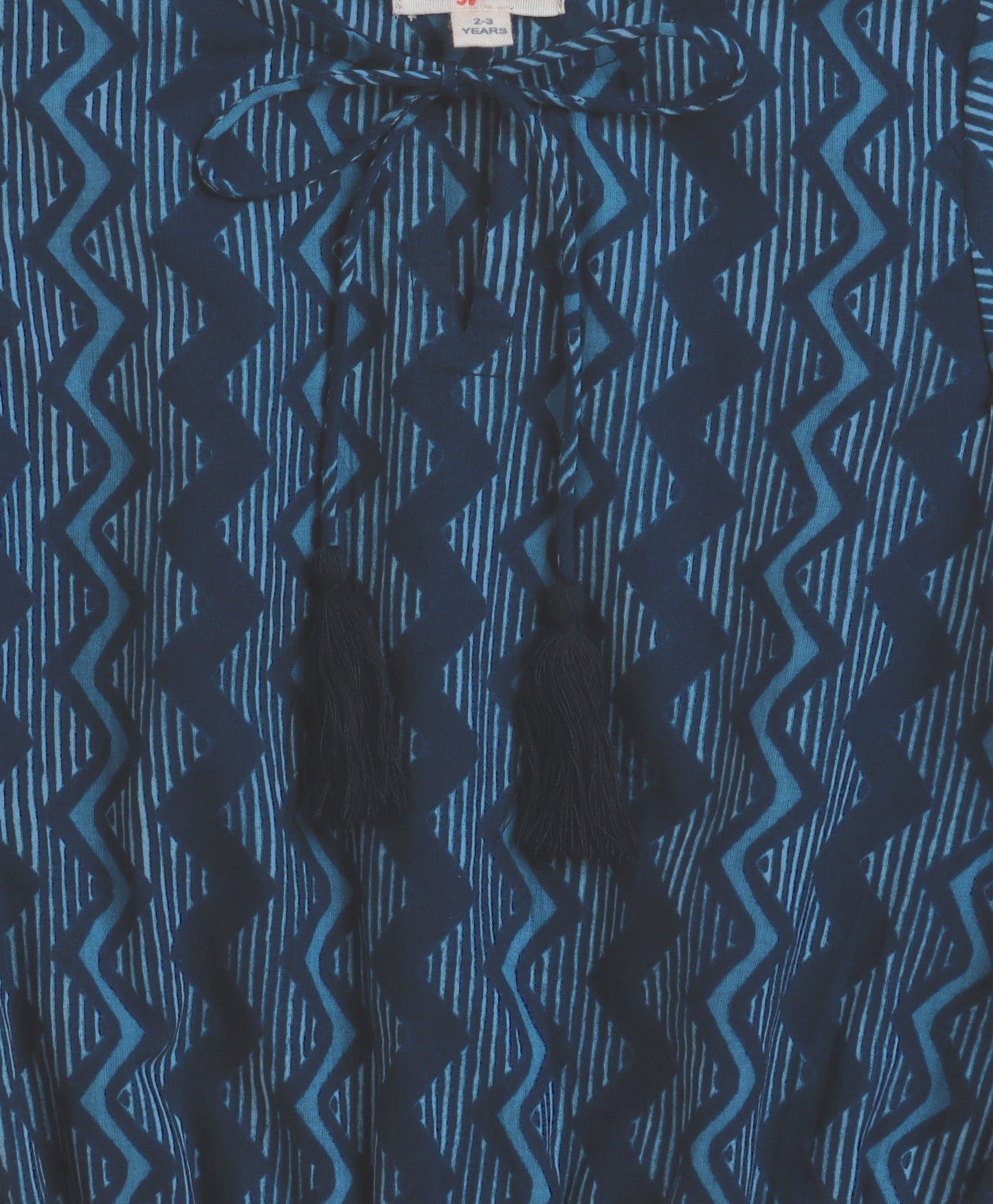 The Magic Wand Cambric Cotton Flutter Sleeves Zig Zag Printed Top and Bottom Co-ord Set - Blue