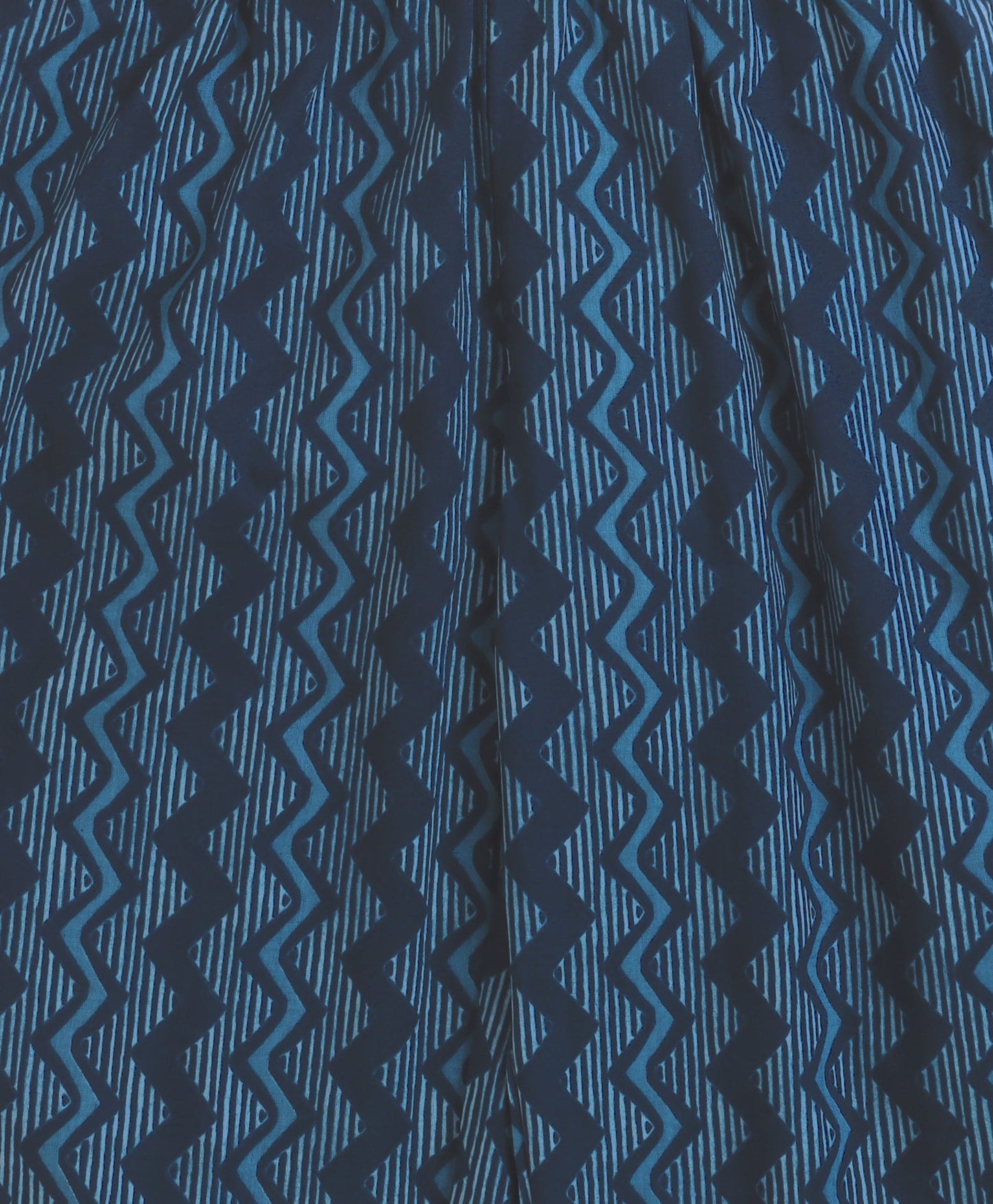 The Magic Wand Cambric Cotton Flutter Sleeves Zig Zag Printed Top and Bottom Co-ord Set - Blue