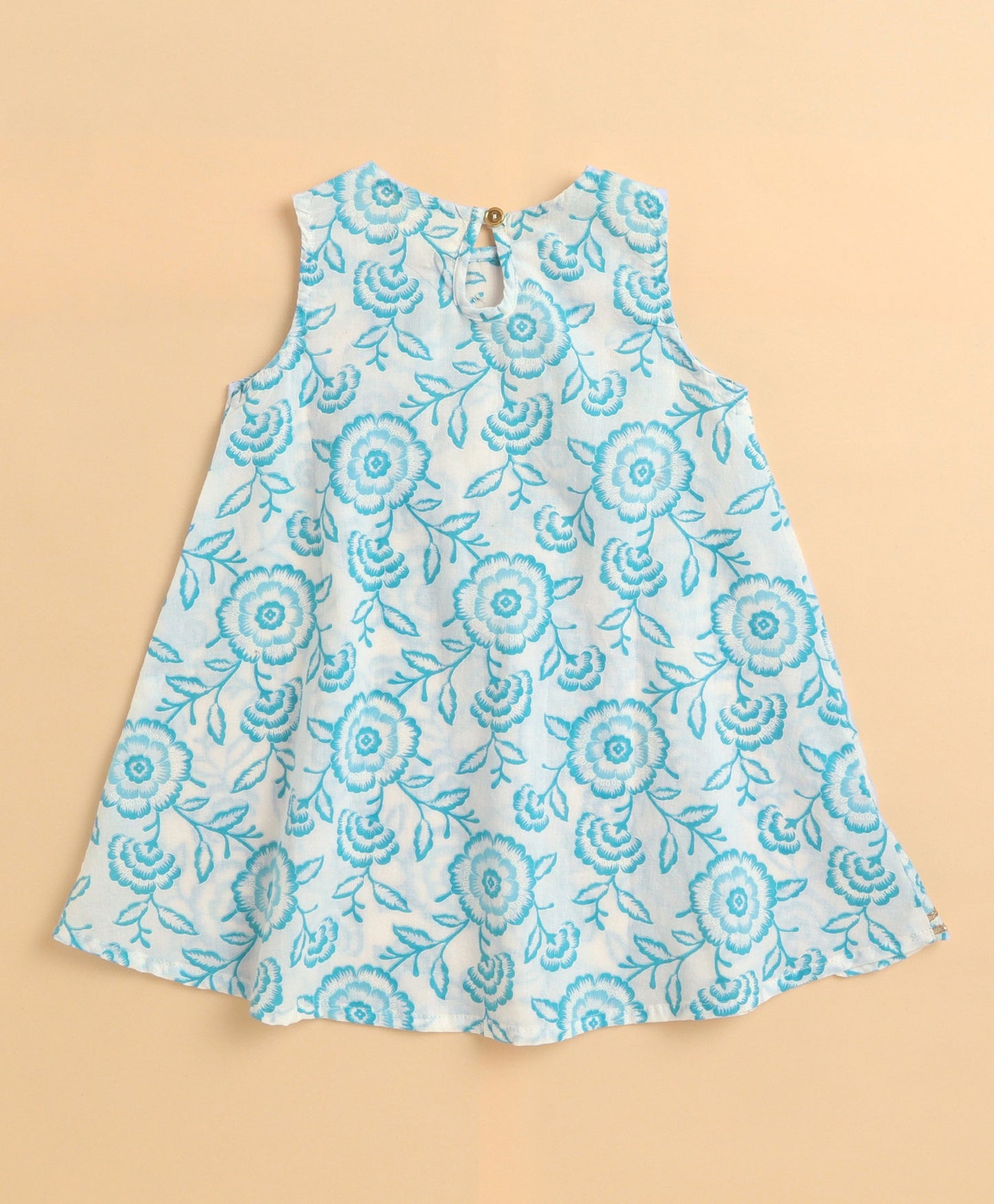 The Magic Wand Cambrbic Cotton Sleeveless All over Printed Kurta Sharara Set with Dupatta- Blue