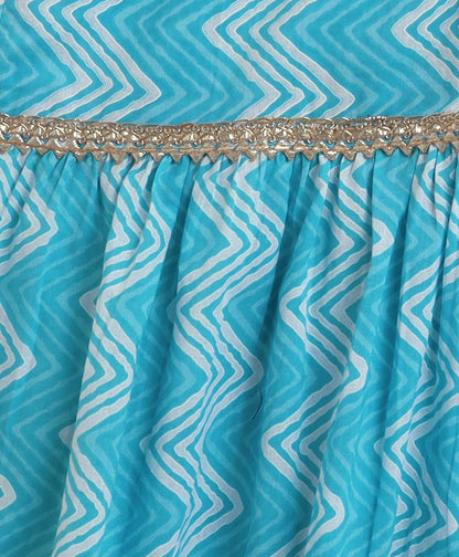 The Magic Wand Cambrbic Cotton Sleeveless All over Printed Kurta Sharara Set with Dupatta- Blue