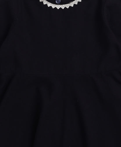 The Magic Wand Rayon Woven Elbow Sleeves Solid Anarkali Kurta with Dhoti Pants- Black